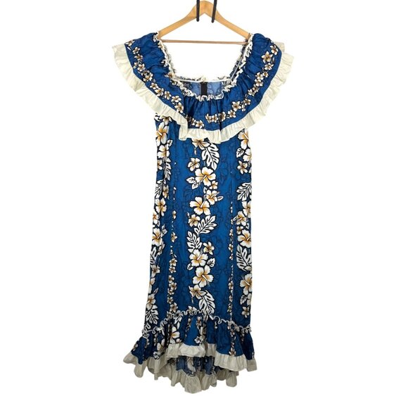 Royal creations Hawaii floral ruffle midi dress 80s boho beach sz XL - Picture 1 of 9